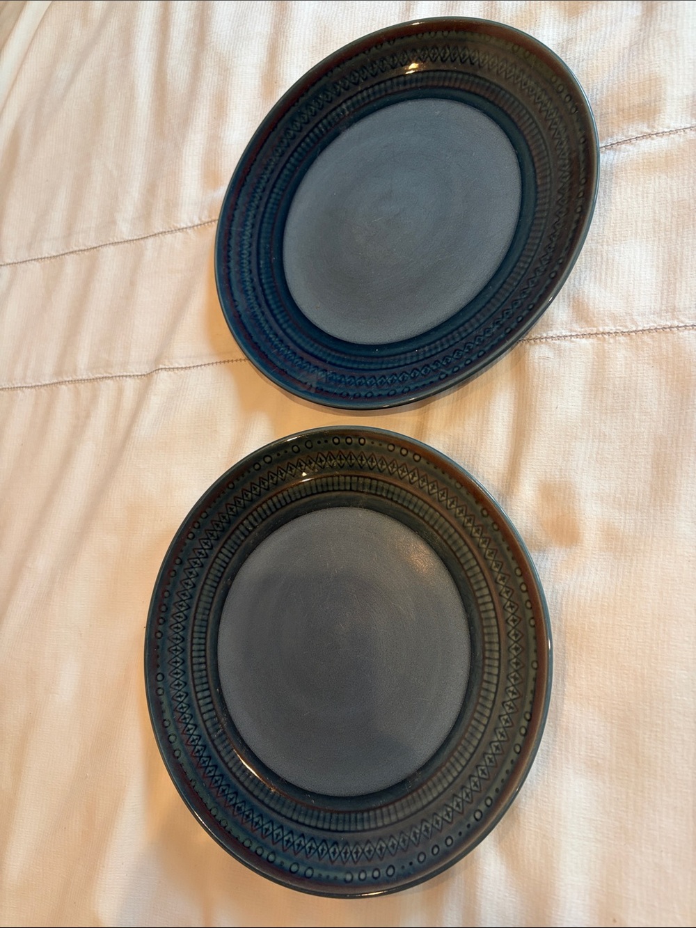 Two 10 1/2" Dinner Plates Threshold Kingsland Blue Target Retired Pattern VGUC